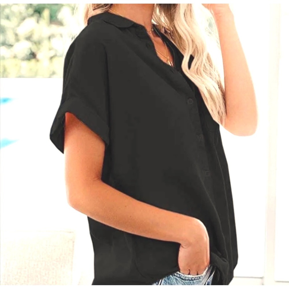 Women's Casa Cabana Chelsea Popover Tunic Top navy blue size XL casual beachy‎